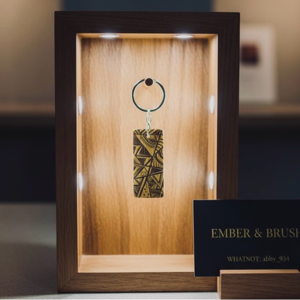 Ember & Brush Keychain with Geometric Design